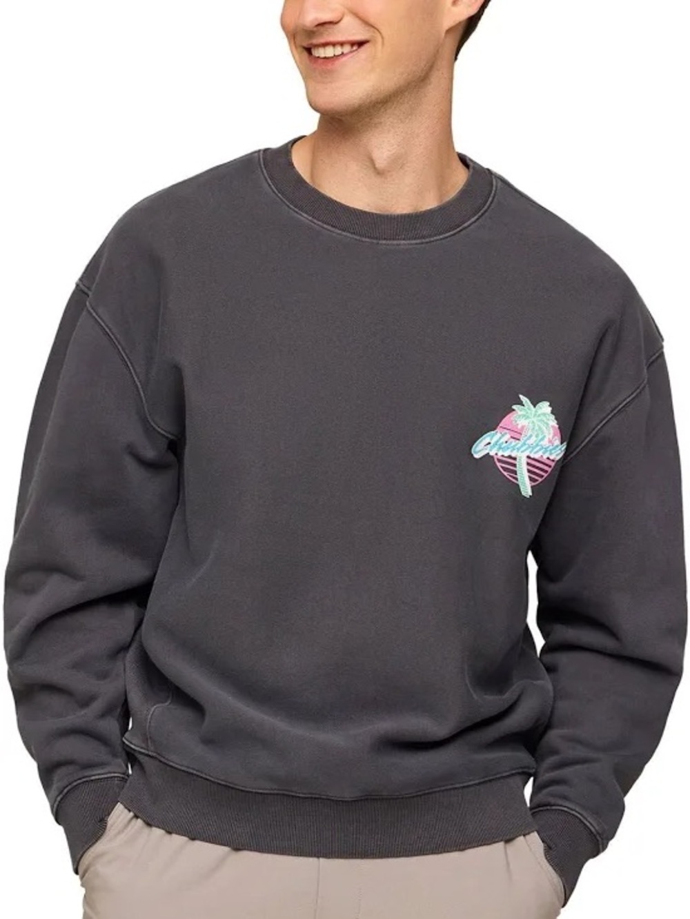 CHUBBIES Men’s Comfort Crewneck Sweatshirt in Black (The Retrowave) Sz Large NWT